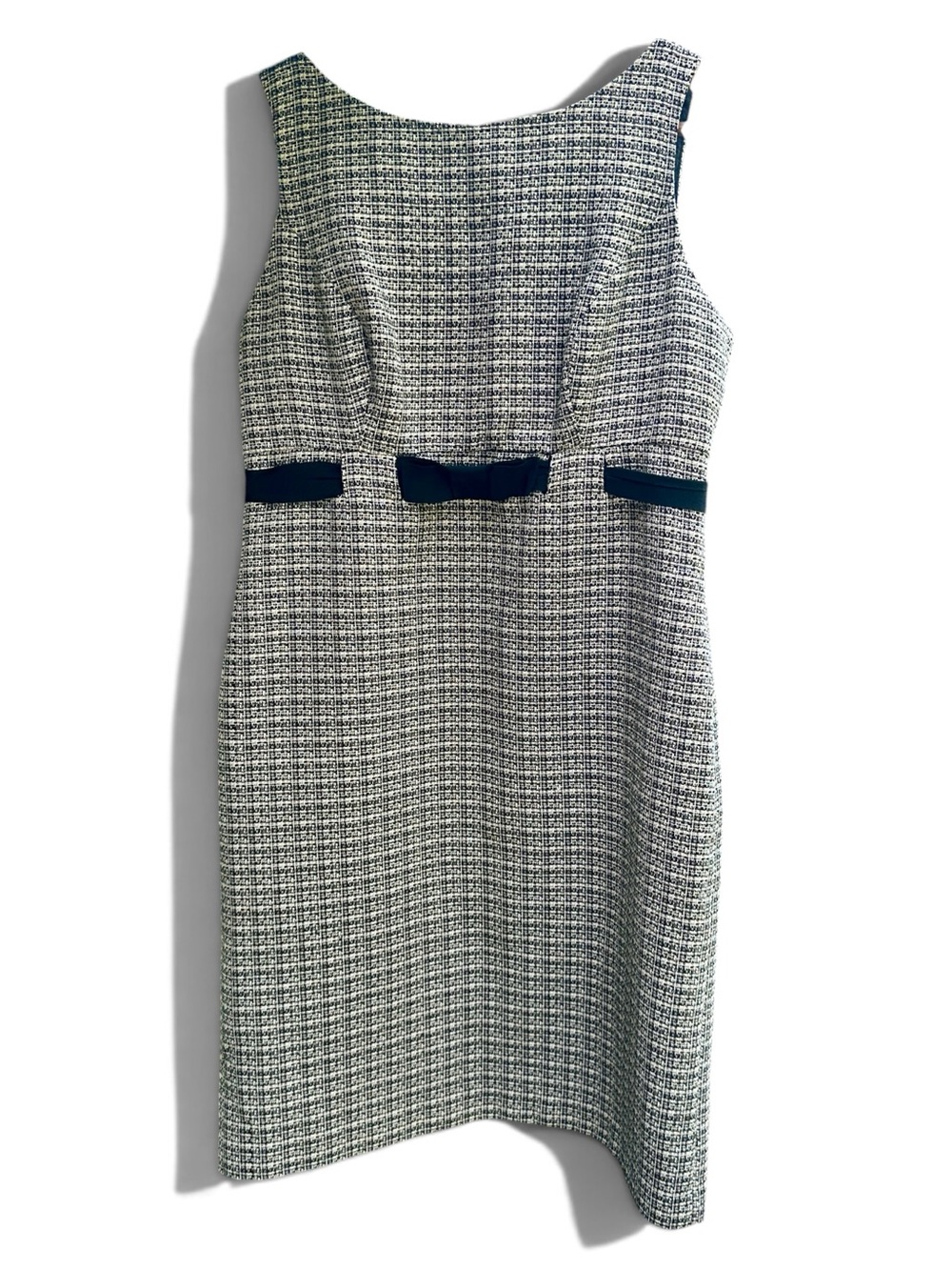 Jones & Co Tweed Dress | Size 10 | Empire Waist | Woven Black and Cream
